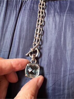 Myka necklace with Blue Cushion Gem